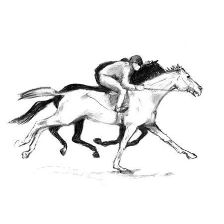 Racing scenes 3 The gallops charcoal drawing