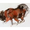Brown horse ink charcoal and paint on paper