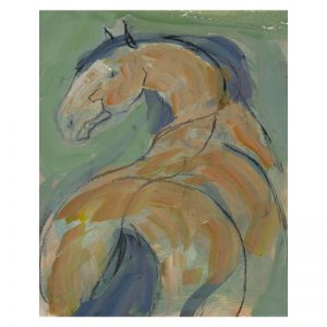 Abstract 15 Green horse paint on card