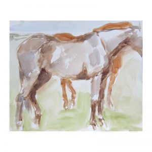 Watercolour sketch of horses