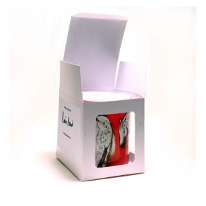 ceramic mug in box grey on red