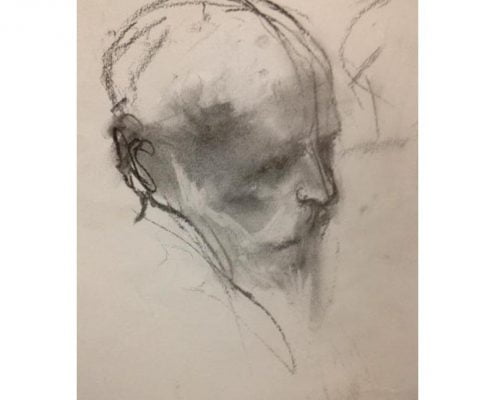 WP HEAD IN CHARCOAL ON PAPER