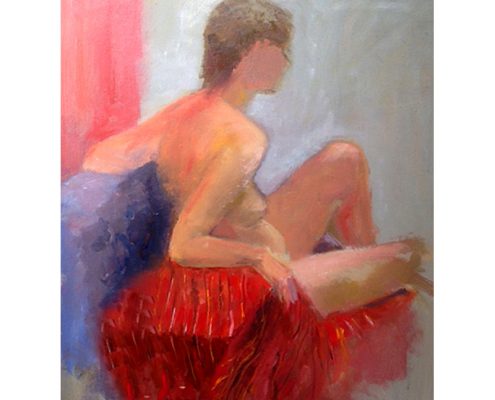 Oil painting of nude model