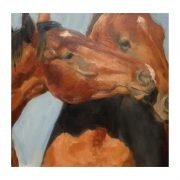 Oil painting horses' heads