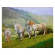 White Horses Diana Hand original oil painting