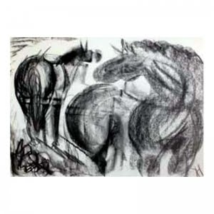 Drawing Horses workshop with Diana Hand Charcoal drawing by student