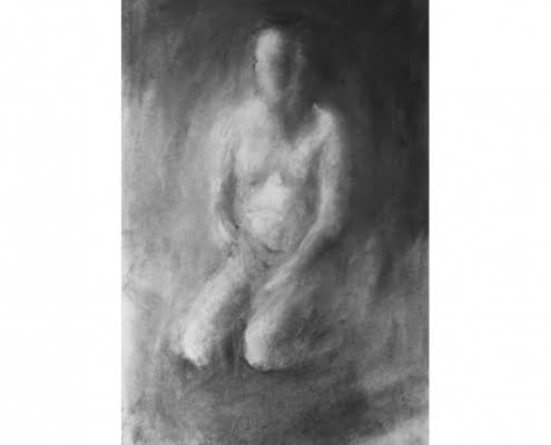 Solitude charcoal drawing 300 x 500 mm