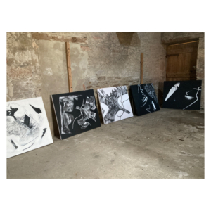 Abstract black and white interpretation of ideas and experiences Edinburgh Palette exhibition April 2025